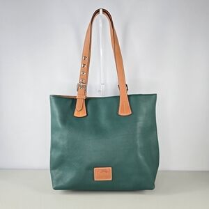 Dooney & Bourke Pebble Grain Shopper Tote Bag in Green & Natural Leather